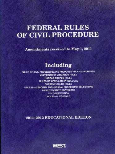 Imagen de archivo de Federal Rules of Civil Procedure, Educational Edition: Amendments Received to May 1, 2011 a la venta por ThriftBooks-Atlanta