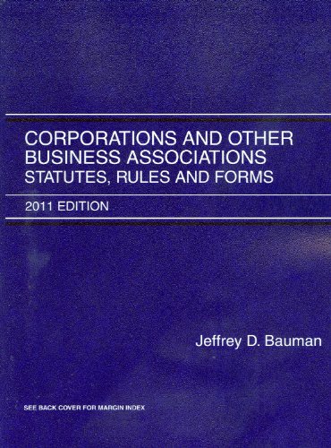 Stock image for Corporations and Other Business Associations: Statutes, Rules and Forms, 2011 for sale by Solr Books
