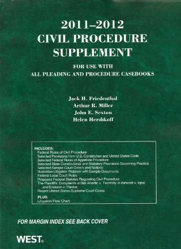 Civil Procedure Supplement for use with all Pleading and Procedure Casebooks 2011-2012 (American Casebooks) (9780314275141) by Jack H. Friedenthal; Arthur R. Miller; John E. Sexton; Helen Hershkoff