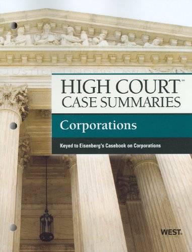 Stock image for High Court Case Summaries on Corporations Keyed to Eisenberg for sale by HPB-Red