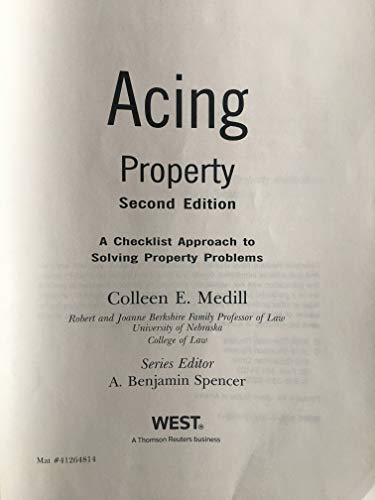 Acing Property (Acing Series) (9780314280954) by Medill, Colleen