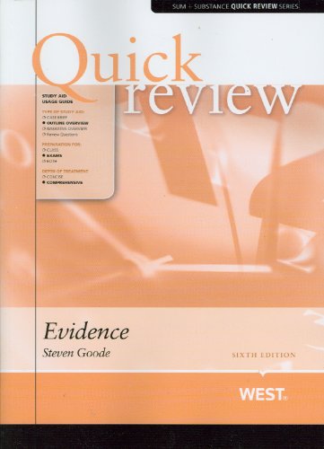 Imagen de archivo de Quick Review of Evidence, 6th a la venta por Revaluation Books