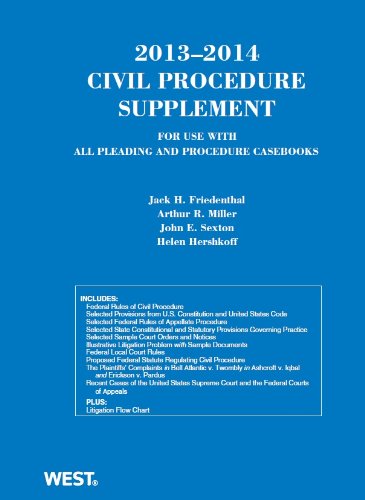 Beispielbild fr Civil Procedure 2013-2014 Supplement for use with all Pleading and Procedure Casebooks (American Casebook Series) zum Verkauf von SecondSale