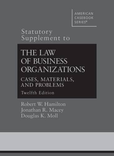Beispielbild fr The Law of Business Organizations (Statutory Supplement) (American Casebook Series) zum Verkauf von SecondSale