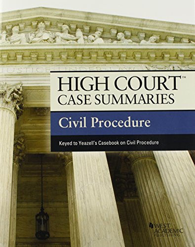 Beispielbild fr High Court Case Summaries on Civil Procedure, Keyed to Yeazell, 8th zum Verkauf von Better World Books