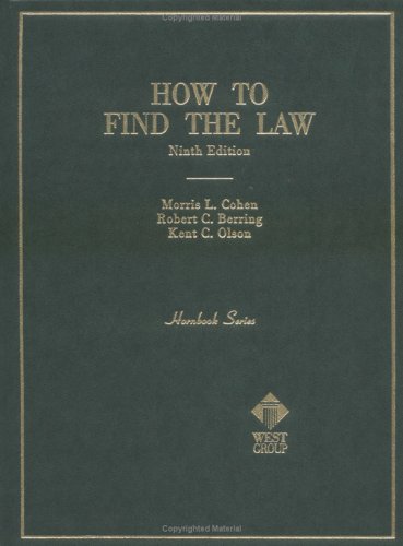 9780314533180: Cohen Hornbk How to Find Law (HORNBOOK SERIES STUDENT EDITION)