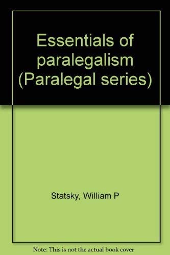 Stock image for Essentials of paralegalism (Paralegal series) for sale by HPB-Red