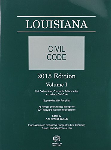 Beispielbild fr Louisiana Civil Code 2015 Pamphlet #1 zum Verkauf von Buyback Express