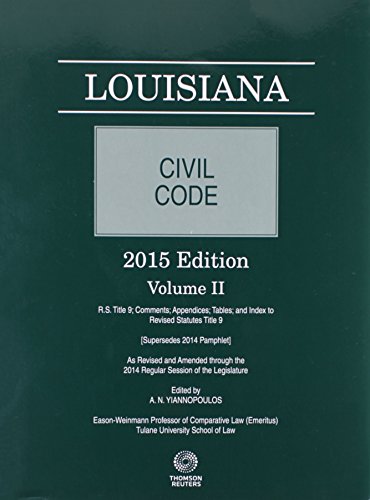 Beispielbild fr Louisiana Civil Code 2015 Pamphlet #2 zum Verkauf von ThriftBooks-Dallas