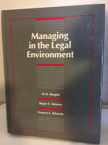 Beispielbild fr Managing in the Legal Environment zum Verkauf von A Team Books