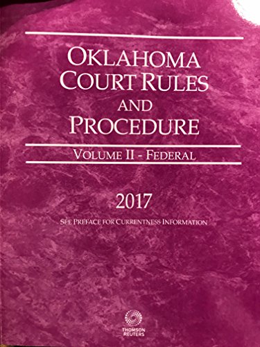 Imagen de archivo de Oklahoma Court Rules & Procedure,, Vol. II - Federal a la venta por HPB-Red