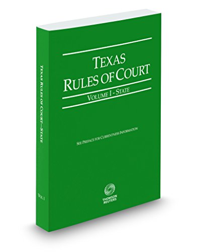 Beispielbild fr Texas Rules of Court - State, 2018 ed. (Vol. I, Texas Court Rules) zum Verkauf von HPB-Red