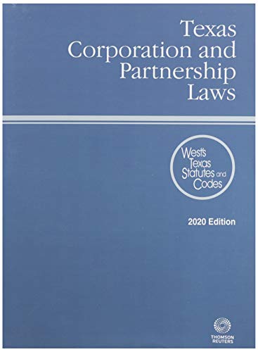 Beispielbild fr Texas Corporation and Partnership Laws 2020 zum Verkauf von BooksRun