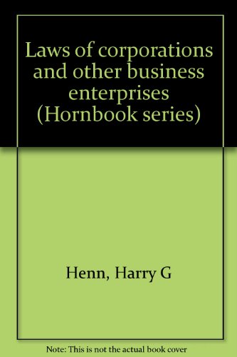 Beispielbild fr Laws of corporations and other business enterprises (Hornbook series) zum Verkauf von Buchpark