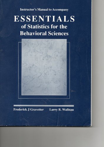 Beispielbild fr Instructors Manual to Accompany Essentials of Statistics for the Behavioural Sciences zum Verkauf von ThriftBooks-Atlanta