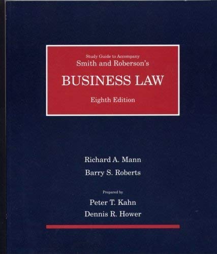 Stock image for Study Guide to Accompany Smith and Roberson's Business Law for sale by ThriftBooks-Atlanta