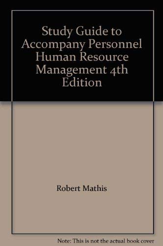 Imagen de archivo de Study Guide to Accompany Personnel Human Resource Management 4th Edition a la venta por Basement Seller 101