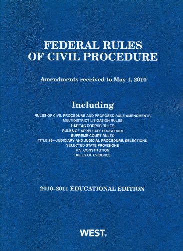 Imagen de archivo de Federal Rules of Civil Procedure, 2010-2011 Educational Edition a la venta por Hawking Books