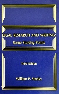Imagen de archivo de Legal Research and Writing: Some Starting Points a la venta por ThriftBooks-Dallas