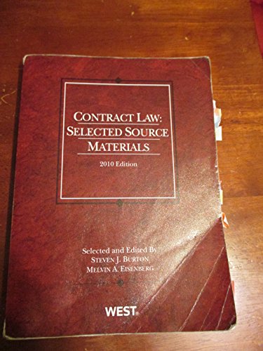 Imagen de archivo de Contract Law: Selected Source Materials, 2010 (Selected Statutes) a la venta por SecondSale