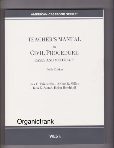 Beispielbild fr Civil Procedure: Cases and Materials, 10th Edition (Teacher's Manual) (Compact 10th Ed. For Shorter Courses (2 Books)) zum Verkauf von ThriftBooks-Dallas