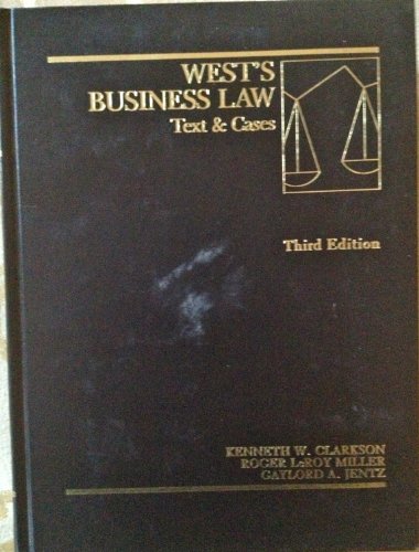 Beispielbild fr West's Business Law : Text and Cases zum Verkauf von Better World Books