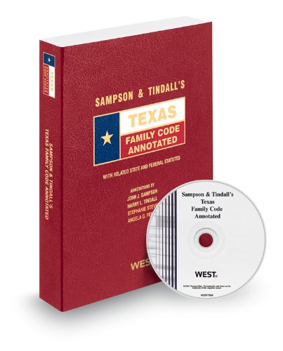 Imagen de archivo de Sampson & Tindall's Texas Family Code Annotated with CD-ROM, 2012 ed. (Texas Annotated Code Series) a la venta por HPB-Red