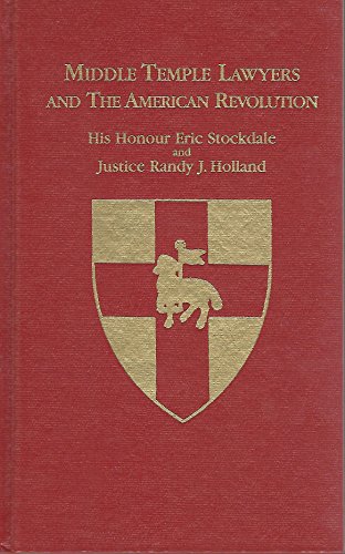 Stock image for Middle Temple Lawyers and the American Revolution for sale by Better World Books