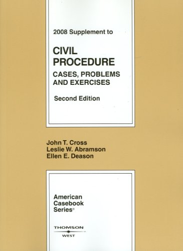 Beispielbild fr Civil Procedure, Cases, Problems and Exercises, 2d Edition, 2008 Supplement (American Casebook) zum Verkauf von dsmbooks