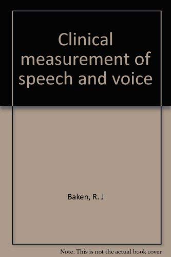 Imagen de archivo de Clinical Measurement of Speech and Voice a la venta por ThriftBooks-Dallas