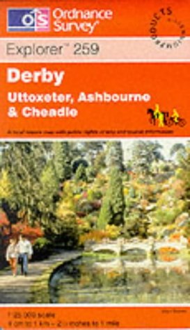 Beispielbild fr Explorer Map 0259: Derby, Uttoxeter, Ashbourne & Cheadle: Folded, Tourist map zum Verkauf von WorldofBooks