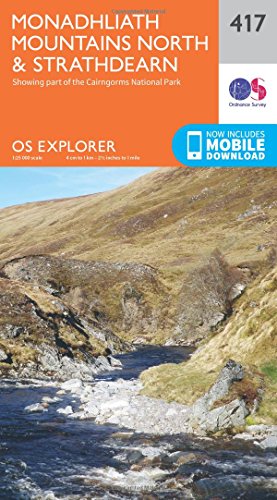 9780319246528: Monadhliath Mountains North and Strathdearn: 417 (OS Explorer Map)