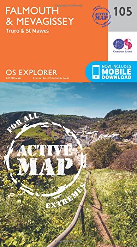 Imagen de archivo de Falmouth & Mevagissey Map | Weatherproof | Truro & St Mawes | Ordnance Survey | OS Explorer Active Map 105 | England | Walks | Hiking | Maps | Adventure a la venta por WorldofBooks