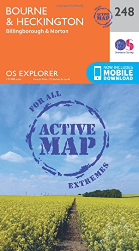9780319471203: Bourne & Heckington Map | Weatherproof | Billingborough & Morton | Ordnance Survey | OS Explorer Active Map 248 | England | Walks | Hiking | Maps | Adventure