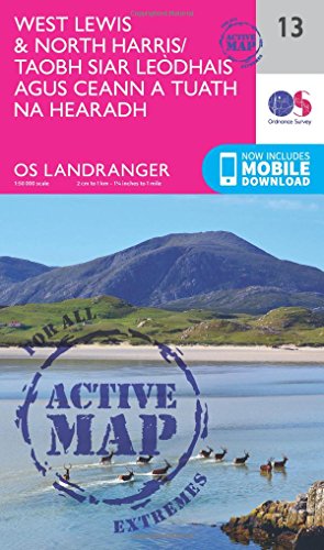 Beispielbild fr West Lewis & North Harris / Taobh Siar Le dhais Agus Ceann a Tuath Na Hearadh Map | Weatherproof | Ordnance Survey | OS Landranger Active Map 13 | . | Cycling | Days Out | Maps | Adventure: 013 zum Verkauf von WorldofBooks