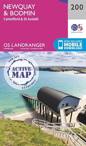 Stock image for OS Landranger Active Map 200 Newquay, Bodmin, Camelford & St Austell (OS Landranger Active Map) for sale by Monster Bookshop
