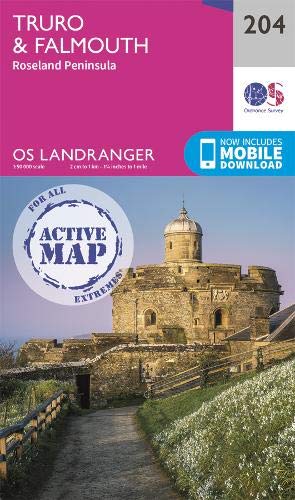 Imagen de archivo de OS Landranger Active Map 204 Truro & Falmouth, Roseland Peninsula (OS Landranger Active Map) a la venta por Monster Bookshop