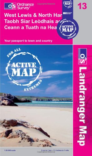 Imagen de archivo de West Lewis & North Harris (OS Landranger Map Active): 13 (OS Landranger Active Map) a la venta por WorldofBooks