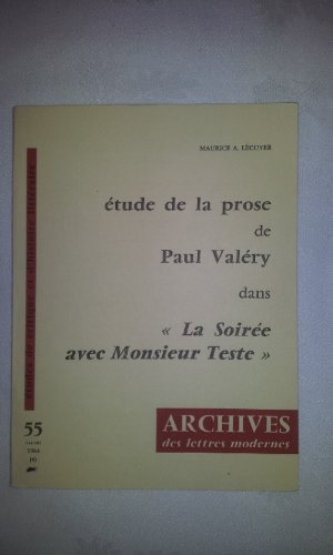 9780320061240: Etude De La Prose De Paul Valery Dans "la Soiree Avec Monsieur Teste"/study Of Paul Valery's Prose In "the Night With Mr. Testes"