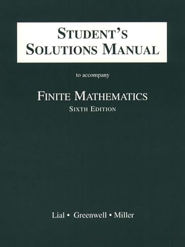 9780321016256: Student's Solutions Manual to Accompany Finite Mathematics