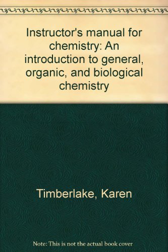 Beispielbild fr Instructor's manual for chemistry: An introduction to general, organic, and biological chemistry zum Verkauf von MyLibraryMarket