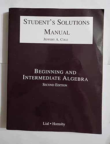 Stock image for Student's Solution Manual: Beginning and Intermediate Algebra (Second Edition) for sale by SecondSale
