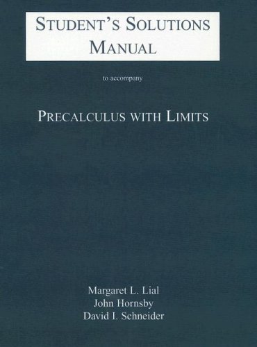 Stock image for Student's Solution Manual for Precalculus with Limits for sale by HPB-Red