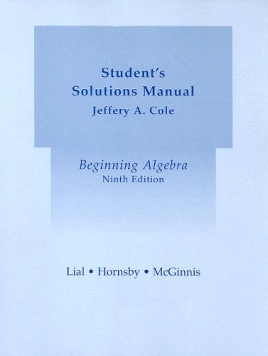 9780321157140: Student Solutions Manual for Beginning Algebra