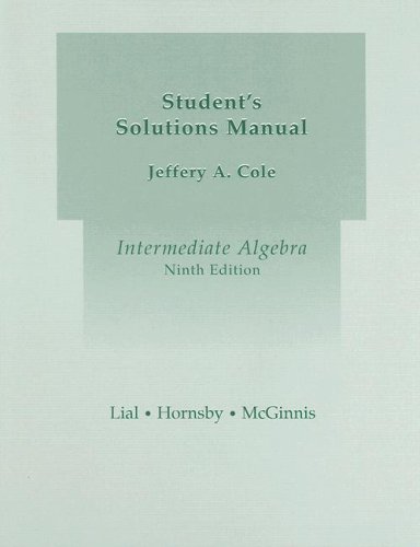 Beispielbild fr Intermediate Algebra, Student's Solutions Manual zum Verkauf von ThriftBooks-Dallas