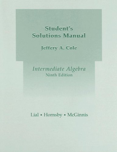 Stock image for Intermediate Algebra, Student's Solutions Manual for sale by ThriftBooks-Dallas