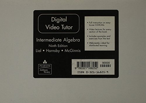 Digital Video Tutor for Intermediate Algebra (9780321168252) by Lial, Margaret L.; Hornsby, John; McGinnis, Terry