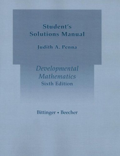 Beispielbild fr Developmental Mathematics: Student's Solutions Manual zum Verkauf von ThriftBooks-Dallas