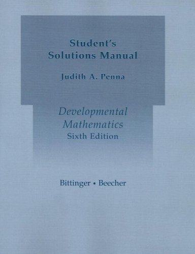 9780321172471: Developmental Mathematics: Student's Solutions Manual