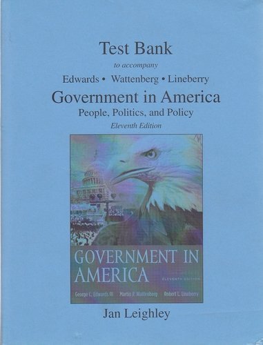 Imagen de archivo de Test Bank to accompany Government in America People, Politics, and Policy. a la venta por dsmbooks